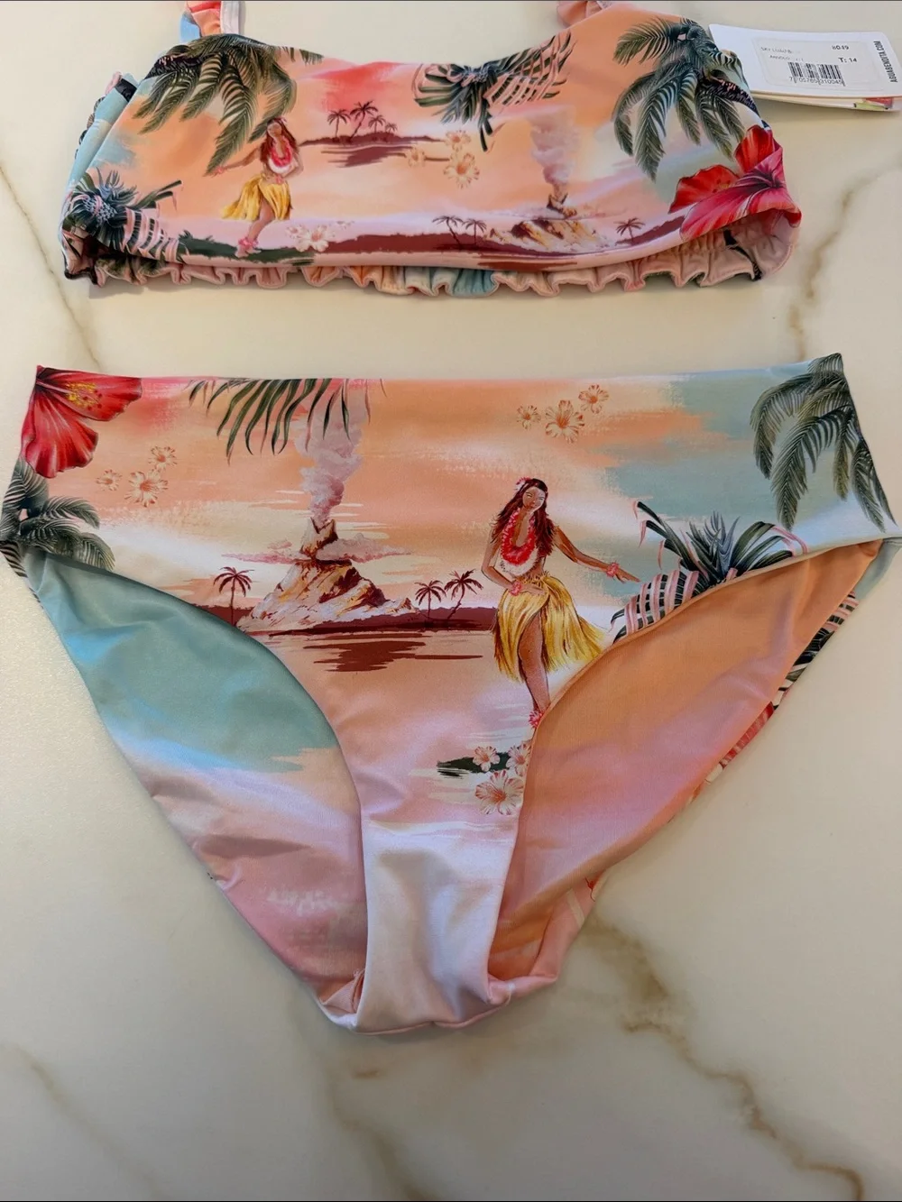 Agua Bendita Girls Pink Tropical Print Two-Piece Swim Set 14